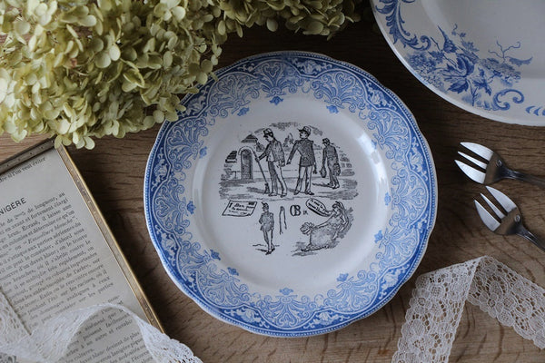 クレイユ 天使と女神のグリザイユプレート 皿φ24.5cm フランス