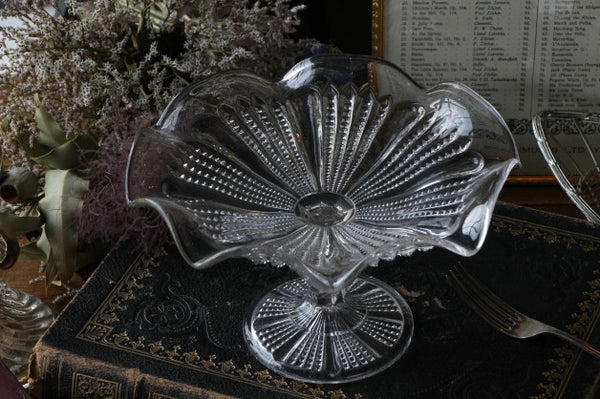 フリルが可愛いフルーツコンポート イギリスアンティークガラス