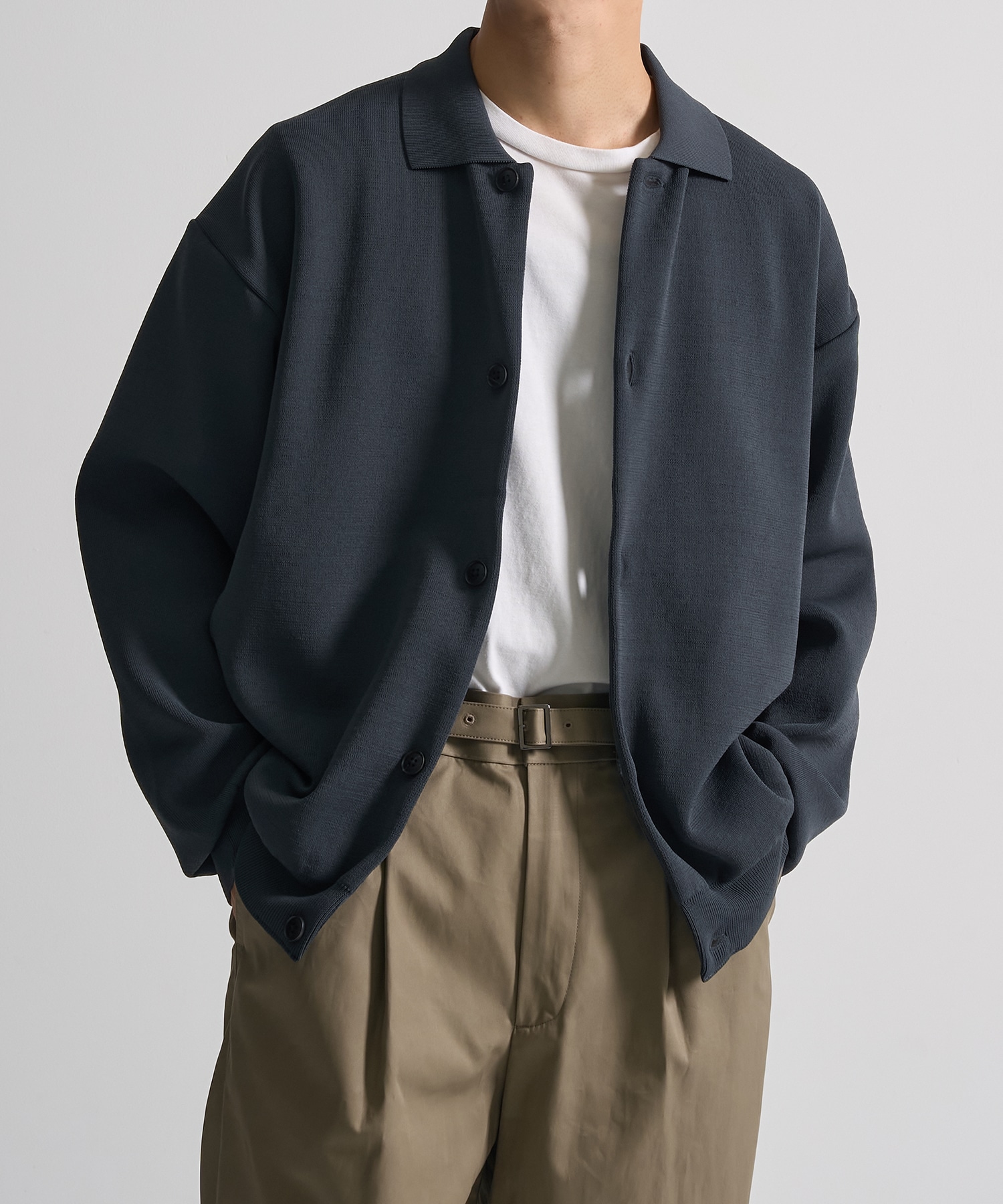 定番/洗える】Joint knit ニットブルゾン(1 BLUE GREY): : メンズ