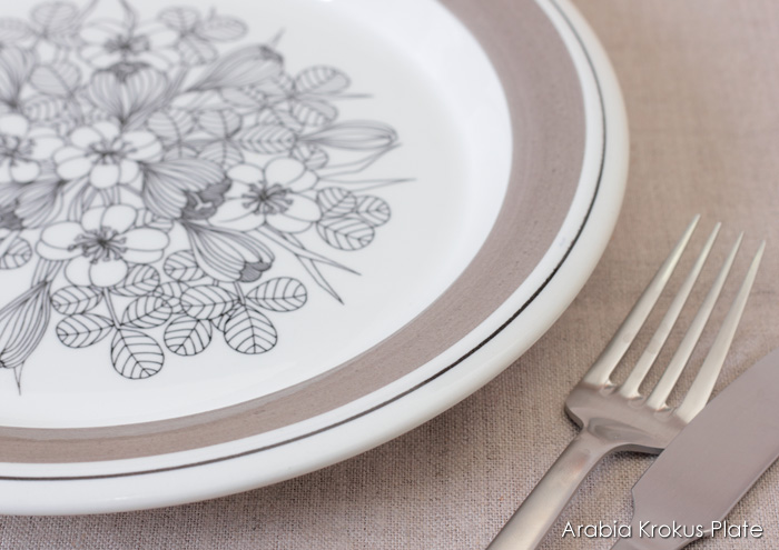 ヴィンテージ】Arabia/アラビア/Krokus/クロッカス/モノトーン（グレー