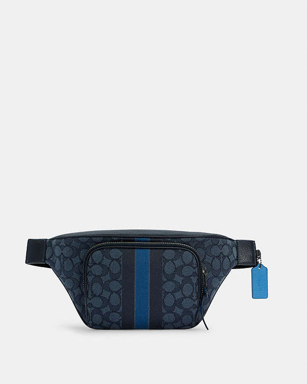 新作 COACH レーサー ベルトバッグ・シグネチャー ジャカード ボディ