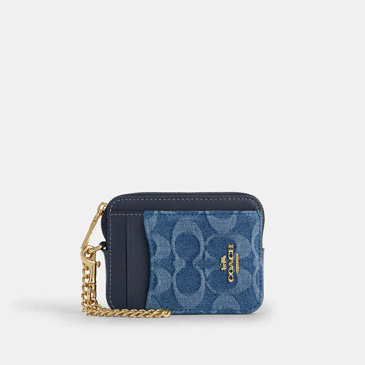 COACH® Outlet | Zip Card Case In Signature Denim