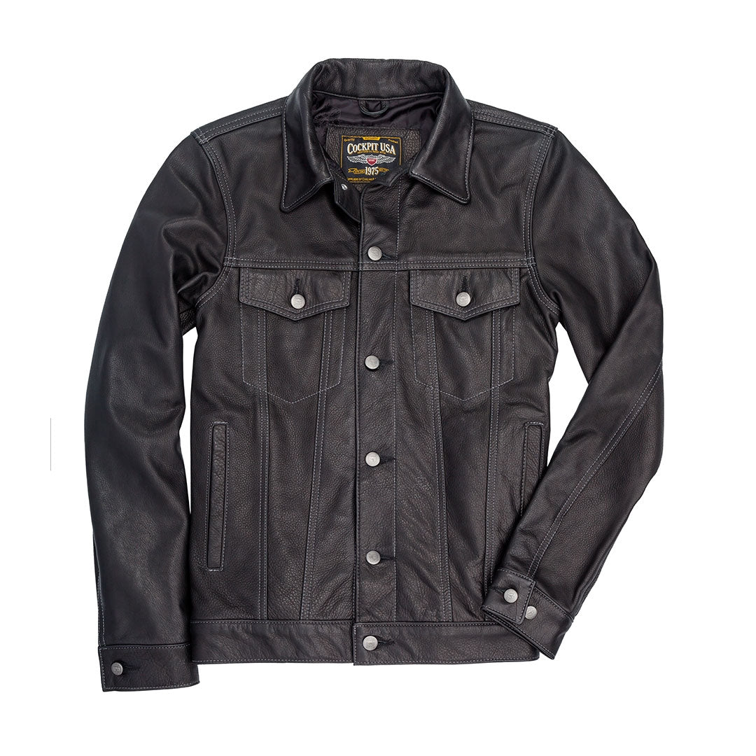 Leather Demin-Style Jacket (Calfskin) - Men's | Cockpit USA