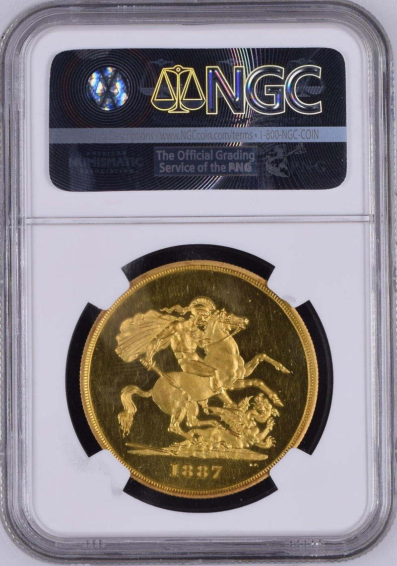 1887年 ヴィクトリア女王 ”ジュビリーヘッド”5ポンドプルーフ金貨(NGC