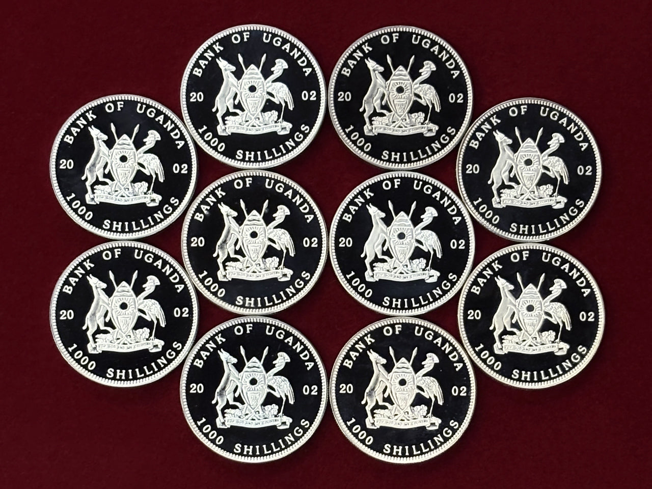 ウガンダ 海の生き物 10枚セット プルーフ 2002年 1000シリング 硬貨
