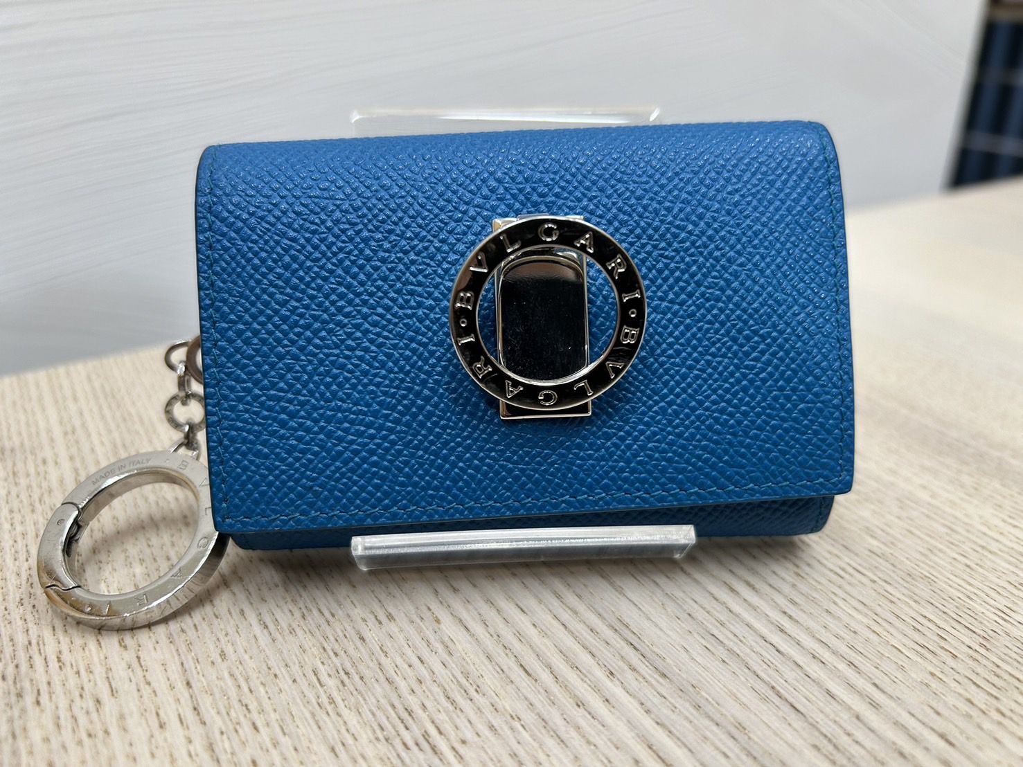 BVLGARI 】ブルガリ キーチェーン付き6連キーケース グレインカーフ