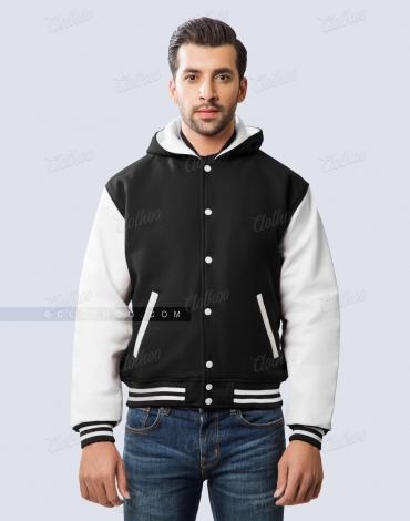 Hooded Varsity Jackets USA, Wool & Leather Hoodie | Clothoo