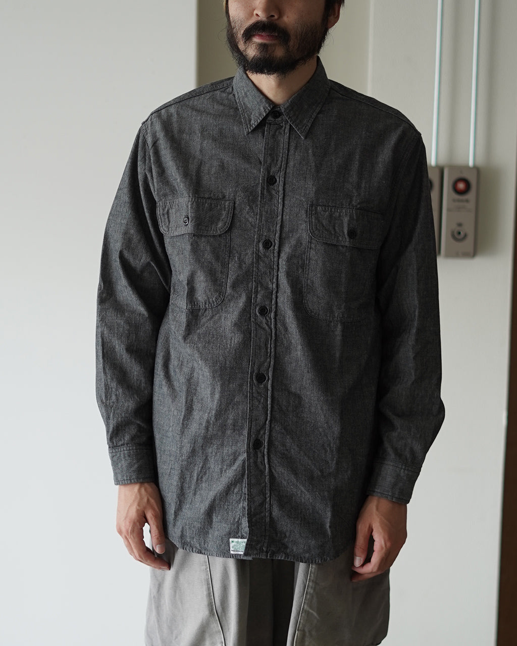 orSlow オアスロウ ブラック シャンブレー ワークシャツ BLACK