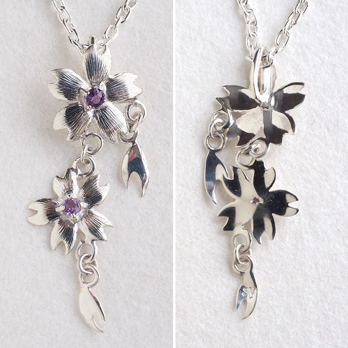 エス 桜ネックレス シルバー925 石入り 桜2つタイプ [S-Ts-02s] 三浦