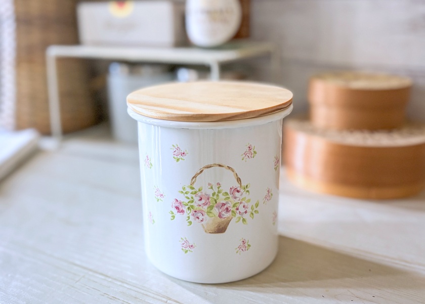 希少レア 旧イマン ダイアナローズ 蓋付きスポンジラック ホーロー 花