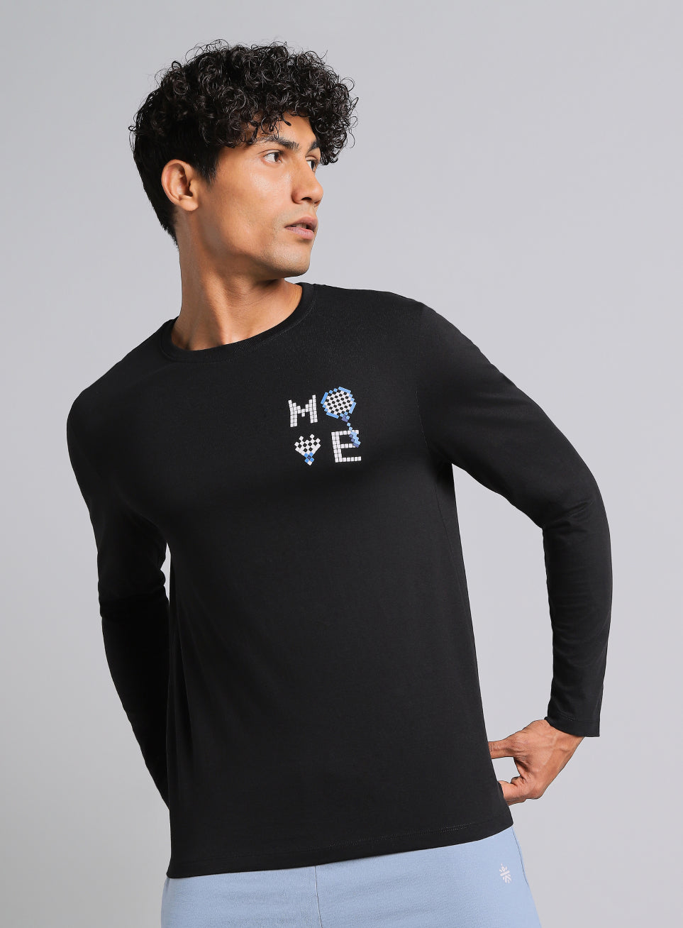 Buy Men's Black Courtside Print Full Sleeve T-shirt Online in