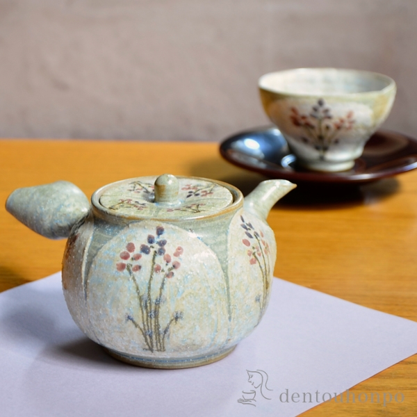 中国 青花 山水文 ミニチュア茶器 急須 涼炉 湯呑 4点 V R4721 中国