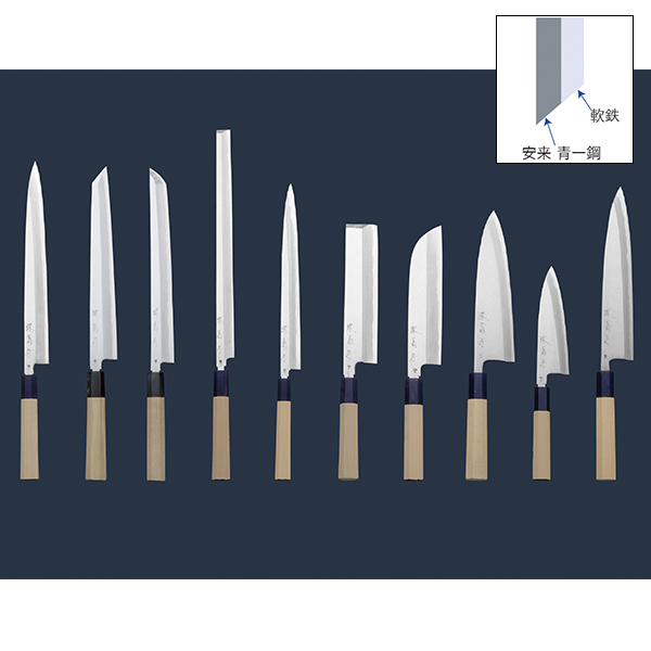 送料無料】 和包丁 堺菊守 青鋼（朴八角柄） 出刃 180mm 1本 名入れ
