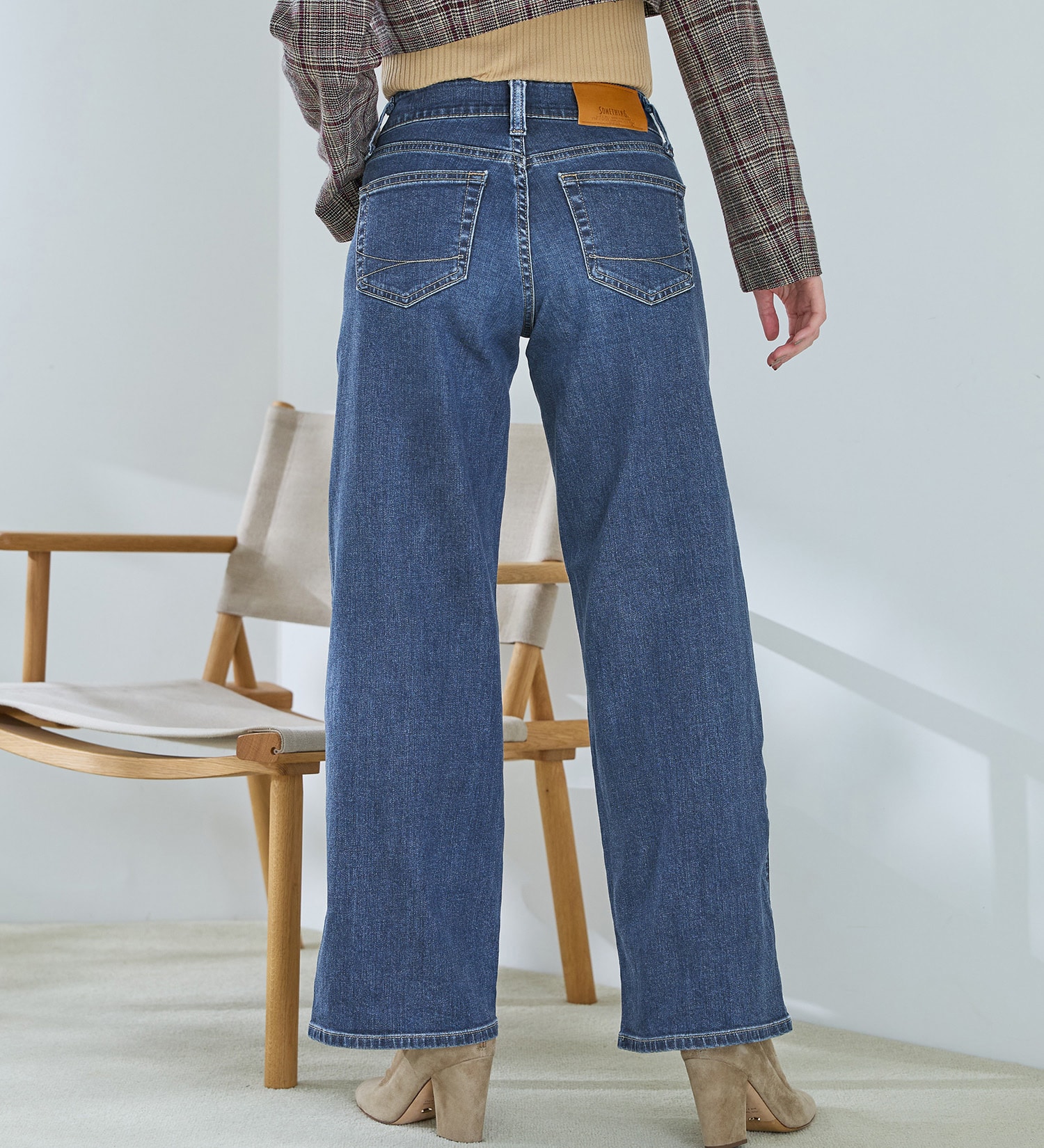 試着対象】SOMETHING LISA セミワイドデニムパンツ|SOMETHING|サムシング