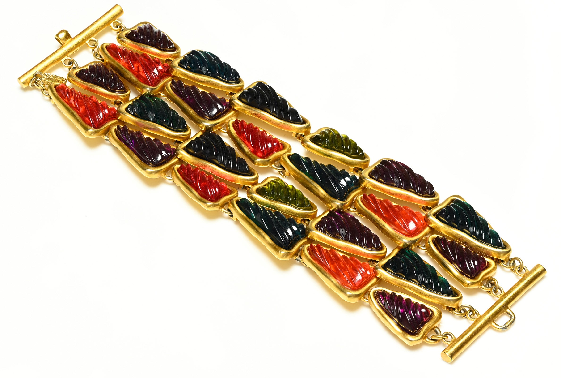 Vintage 1990's Yves Saint Laurent Wide Glass Chain Bracelet