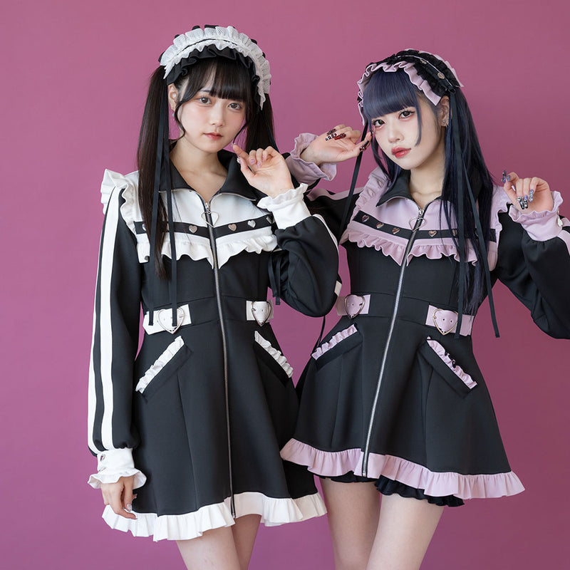 フリルたっぷりメイドジャージワンピース – レディースファッション