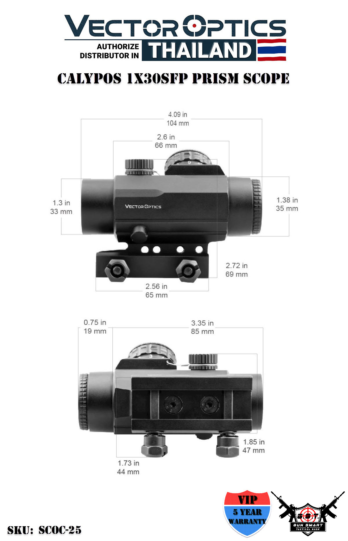 CALYPOS 1X30SFP PRISM SCOPE - VectorOpticsThailand