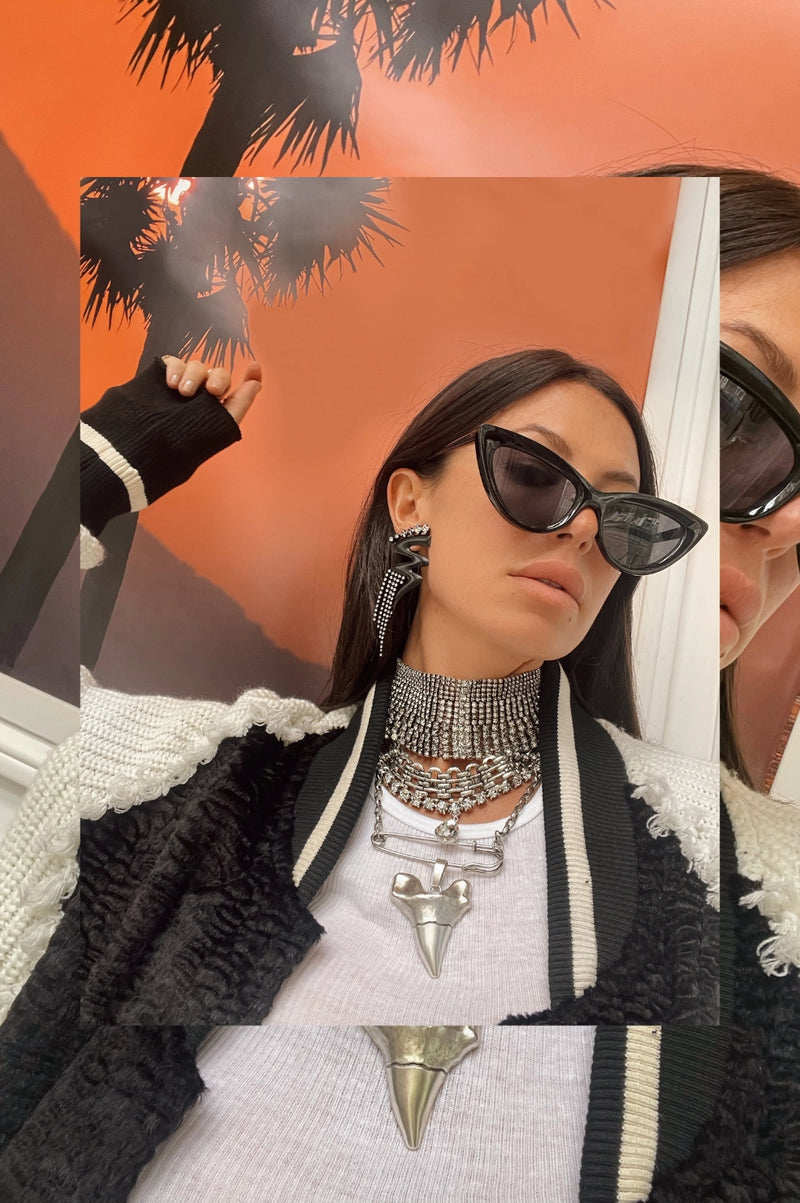 Statement Choker Necklace | Oxidized Brass | Square cut Swarovski