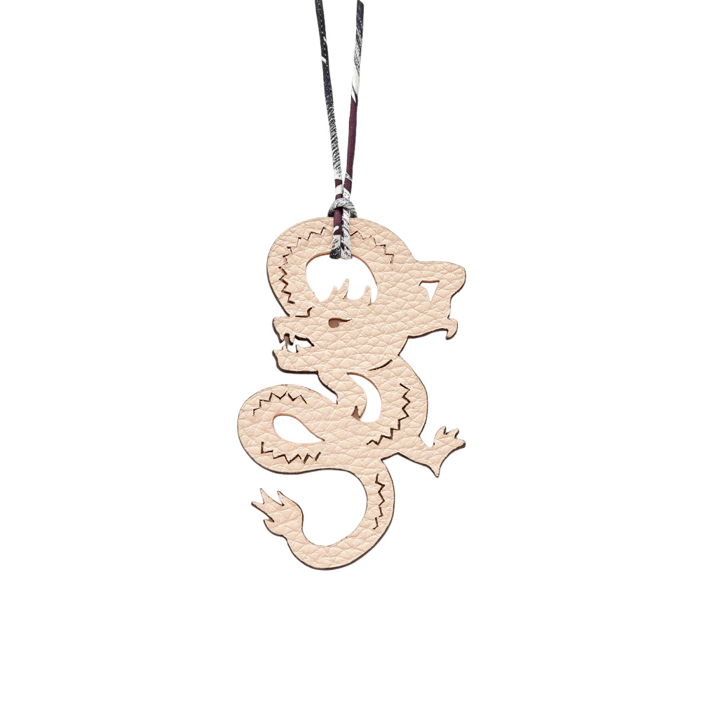 未使用] エルメス プティアッシュ チャーム レザー オレンジxピンク