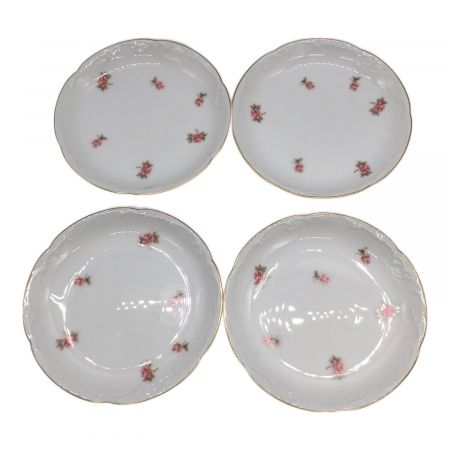 大倉陶園 (オオクラトウエン) 銘々皿 ホワイト×ピンク 15㎝ 小花 4P