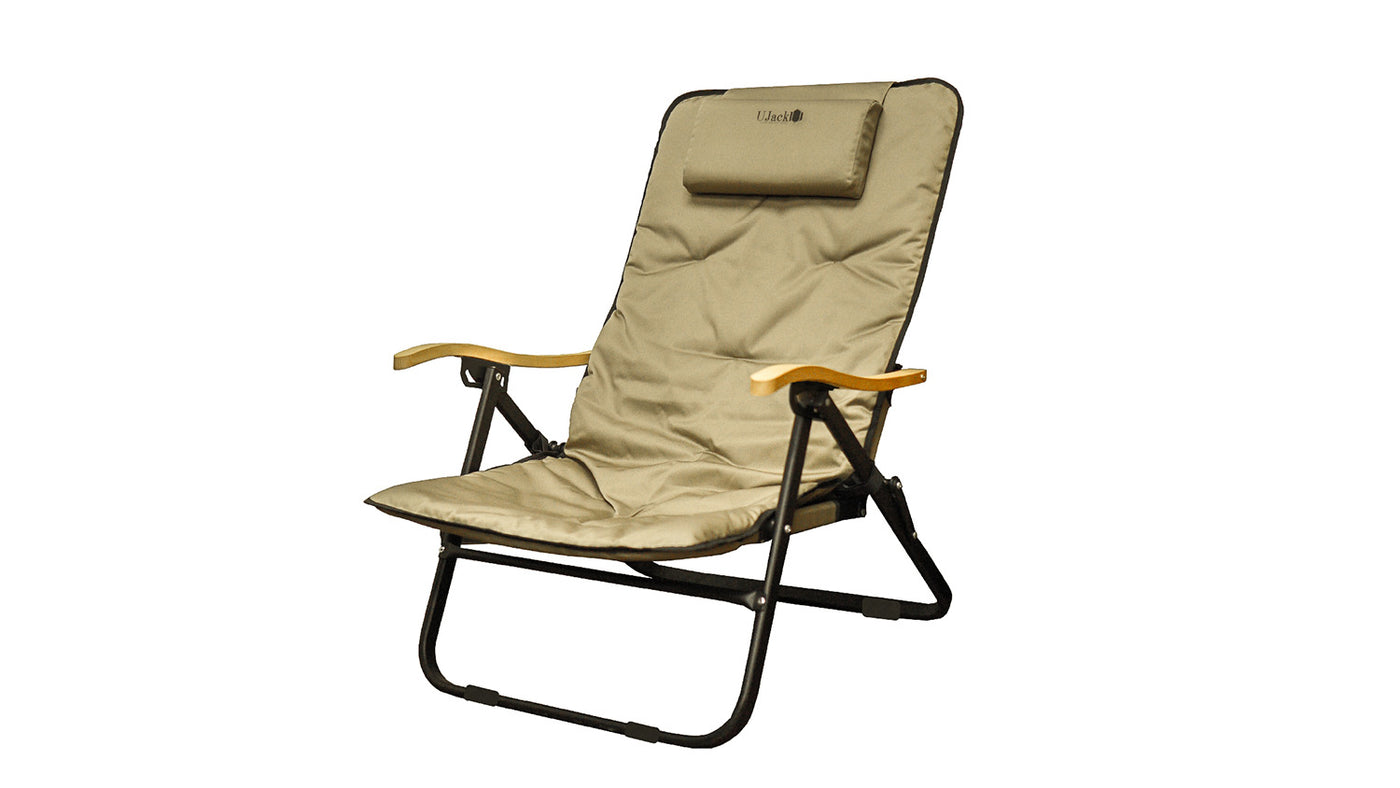 難燃リクライニングローチェア クッションマット＆ヘッドレスト＆収納