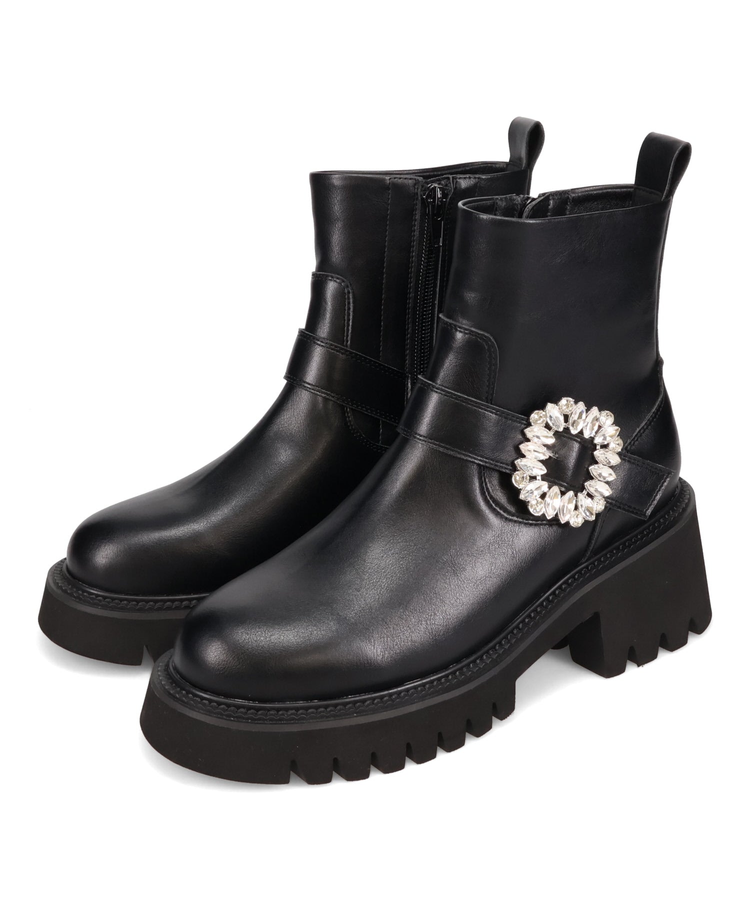 カタログ掲載アイテム】ビジューバックル厚底ブーツ/51402