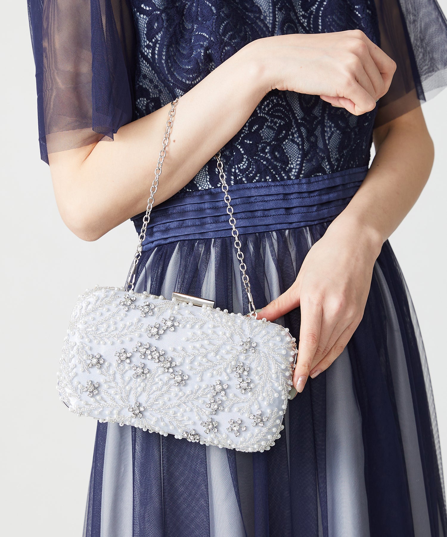 ビーズ刺繍ボックスクラッチバッグ/MOB008【結婚式/オケージョン