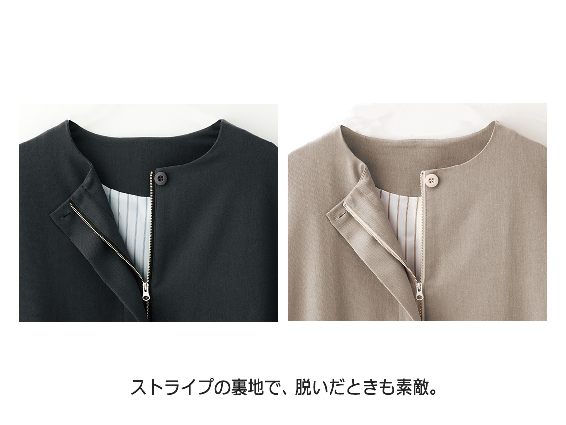 ノーカラージップアップブルゾン(02_M 25_グレージュ): ｜ カタログ