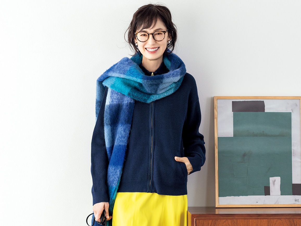 畦編みニットジップアップブルゾン(02_M 62_ネイビー): ｜ カタログ