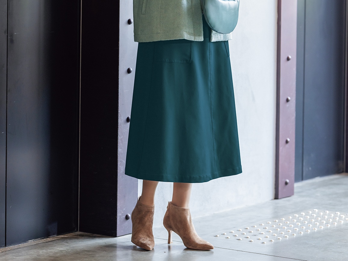 ステッチデザイン台形スカート(01_S 52_ブルーグリーン): ｜ カタログ