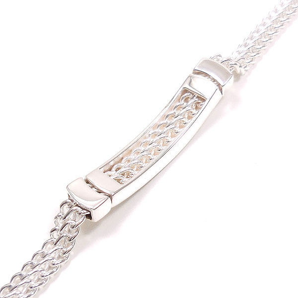 SATURNO サツルノ ブレスレット シルバー925 プレート＆ダブルチェーン