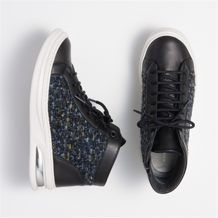 ミスキョウコ]ツイードハイカットスニーカー 4E 100654 ブラック 22.0