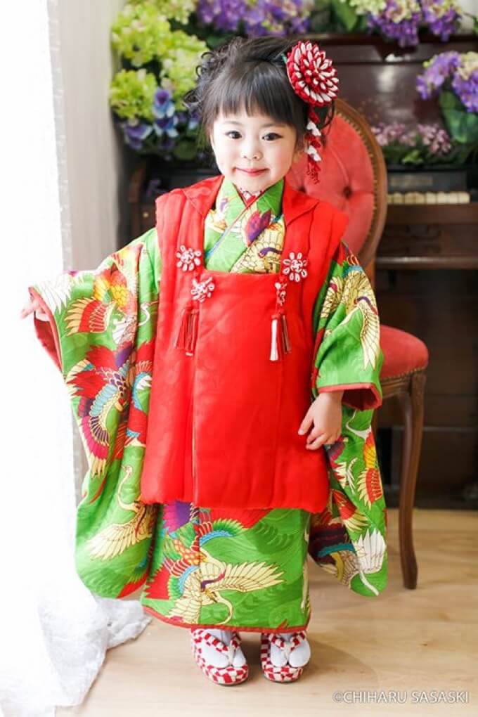 アンティーク着物柄3歳宅配レンタル｜いちは