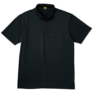 帯電防止 ボタンダウン 半袖ポロ 8026－80 ブラック | 【ミドリ