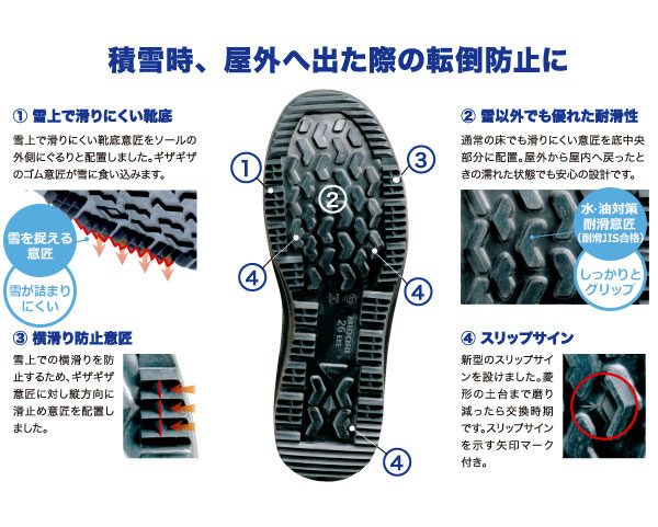 雪上でも滑りにくい耐滑安全靴 オールラウンダー ARD225