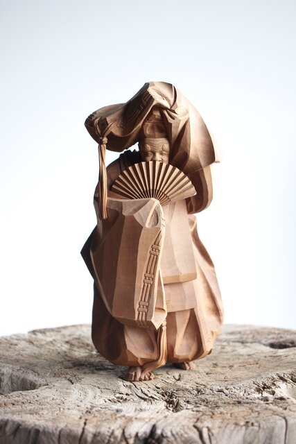 能木彫 牧俊高 [能樂 翁] X341｜骨董店 のびる 古美術 骨董 和風建具