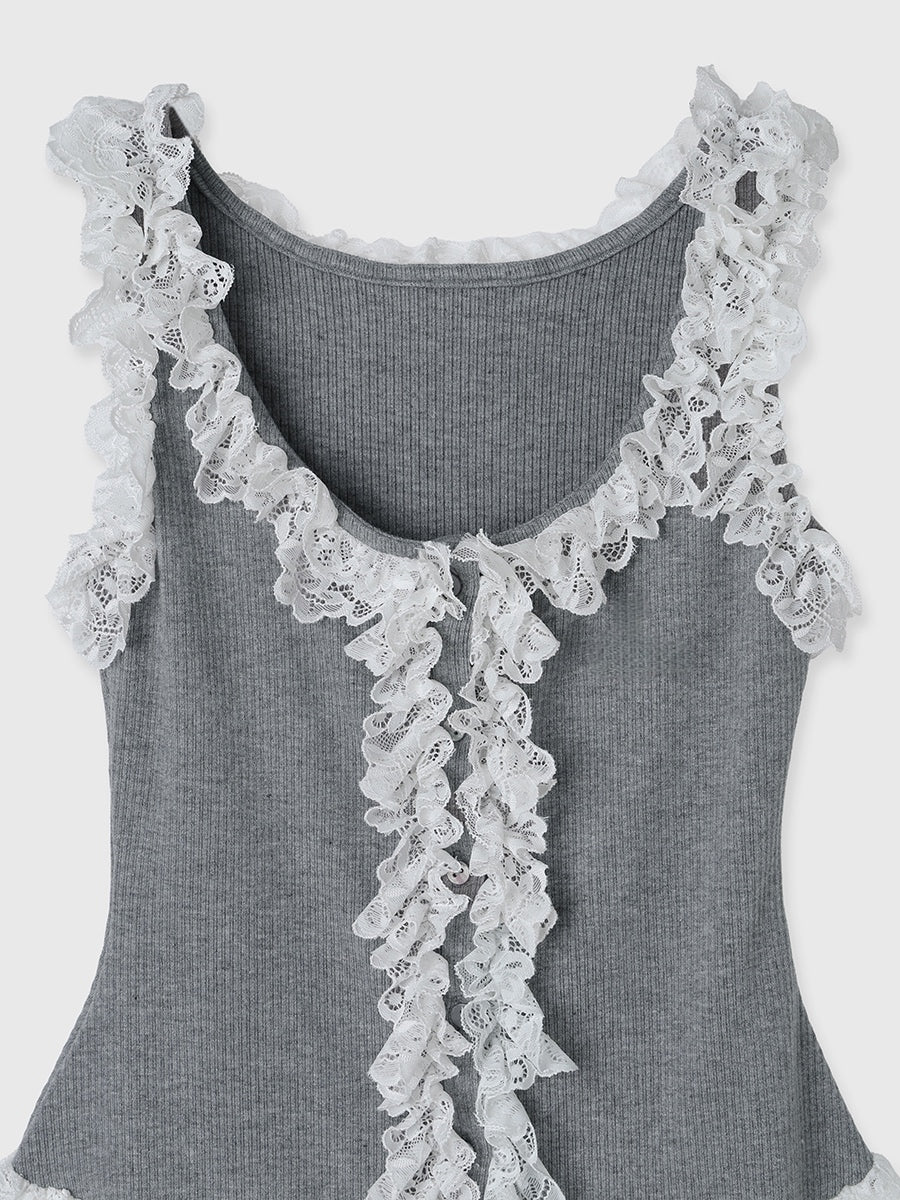 レースドッキングカットタンクトップ
