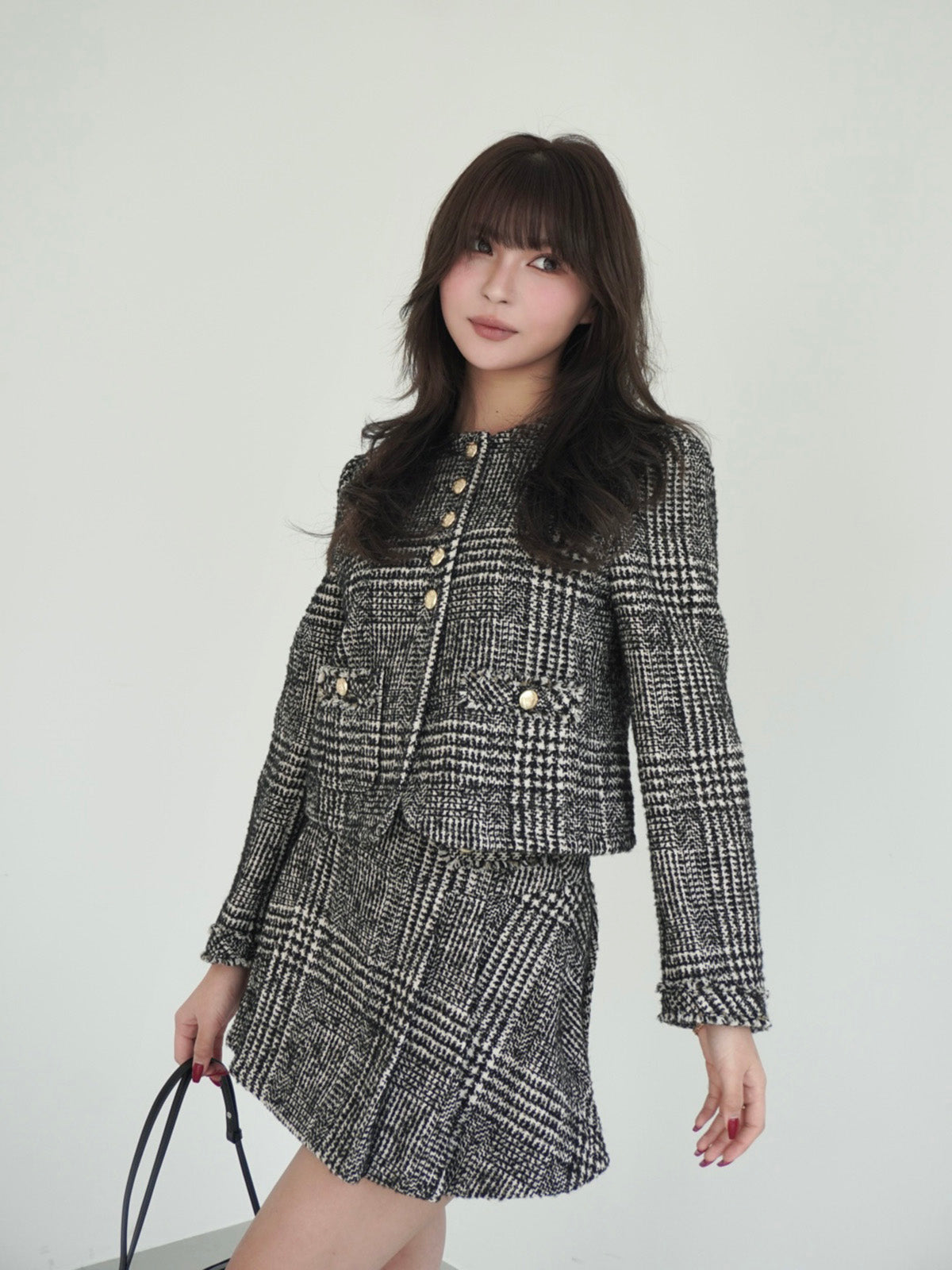 ツイードタックミニスカート