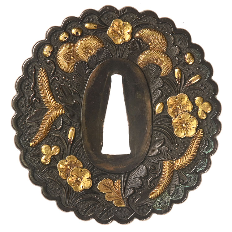 鉄地透かし松図鍔 鐔 日本刀 刀 刀装具 時代物 真剣 居合い 古美術 侍