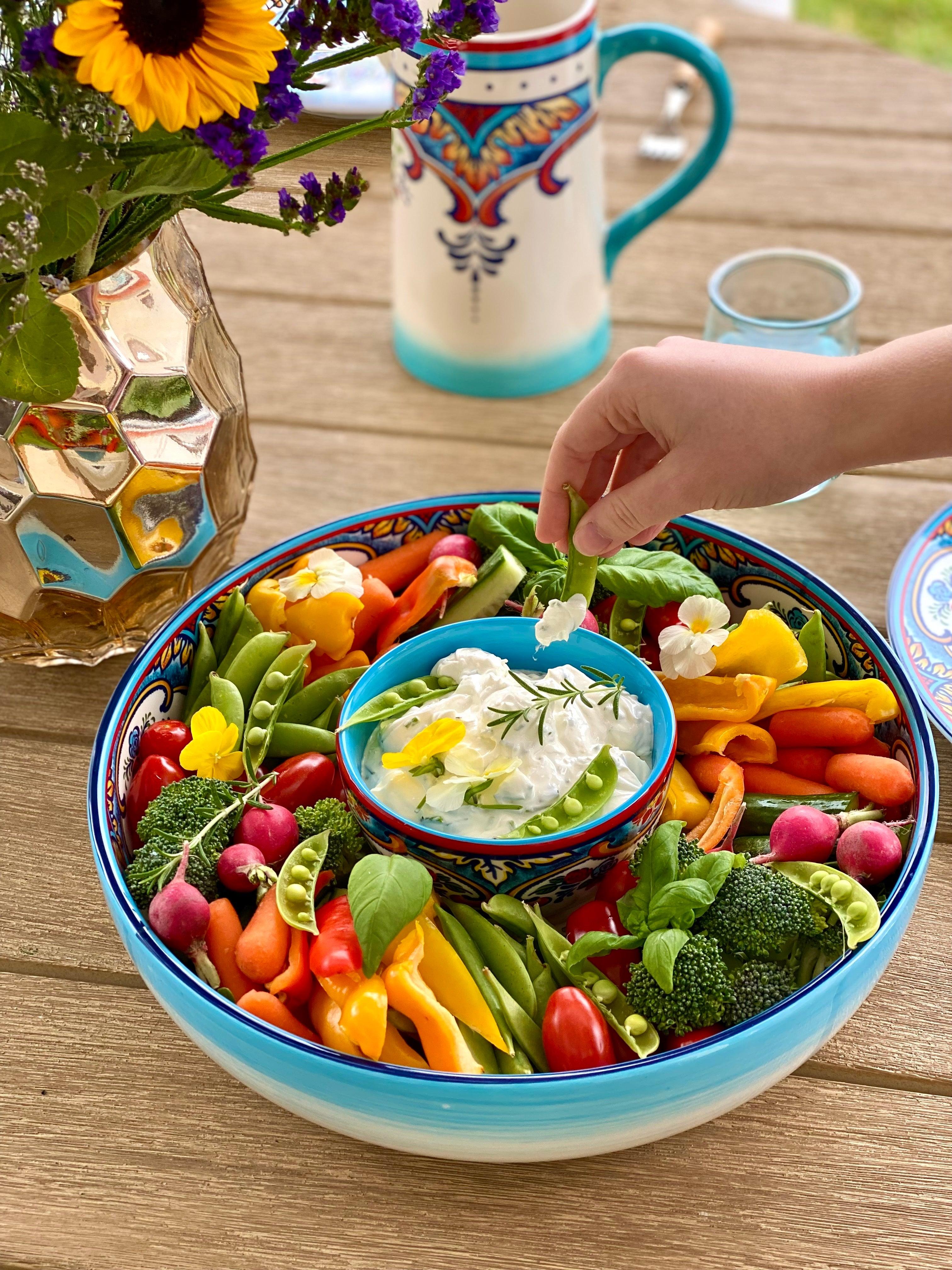 Zanzibar 2-Piece Chip and Dip Serving Bowl Set – Euro Ceramica