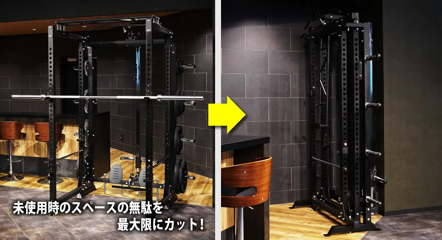 折りたたみ式パワーラック｜省スペースで本格トレーニング｜EVOLGEAR