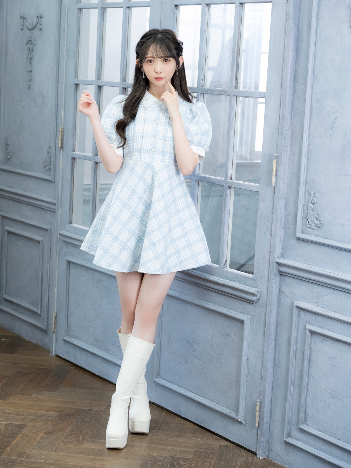 evelyn プリーツティアードミニOP ワンピース 茶色 ブラウン evelyn