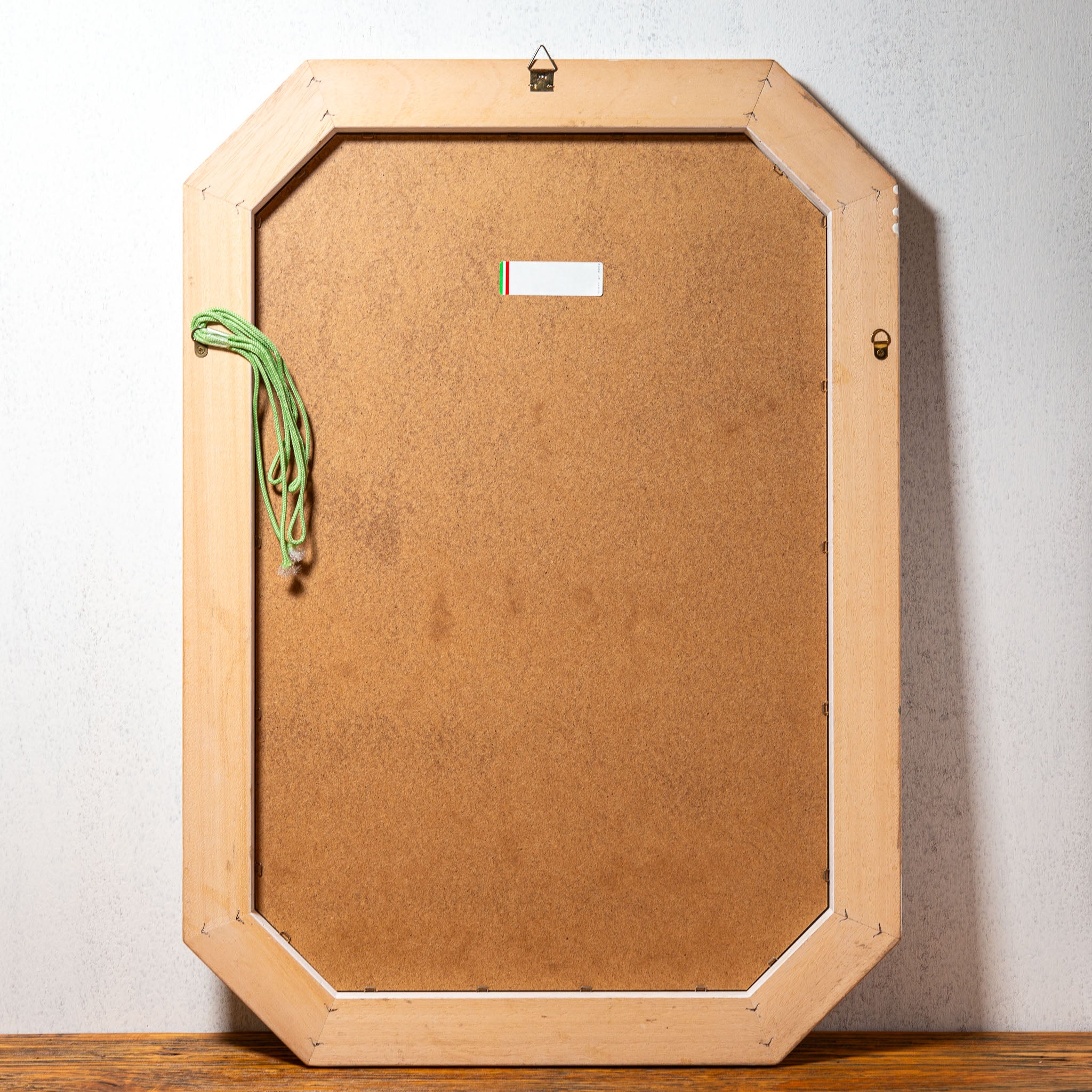 イタリア製 ハンドペイント 八角形ウォールミラー 壁掛け鏡 ローズ