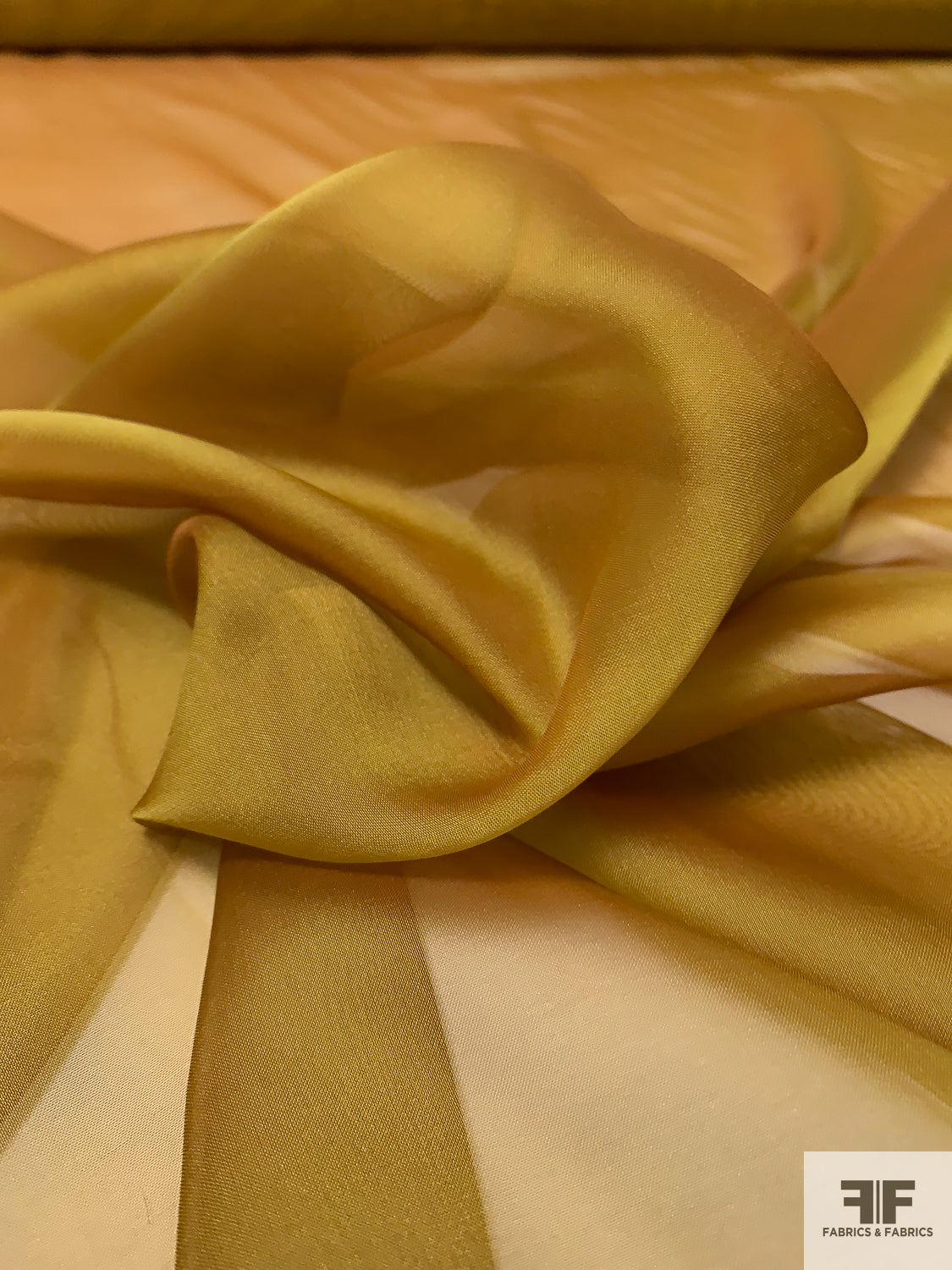 Iridescent Silk Chiffon - Antique Olivine Gold | FABRICS & FABRICS