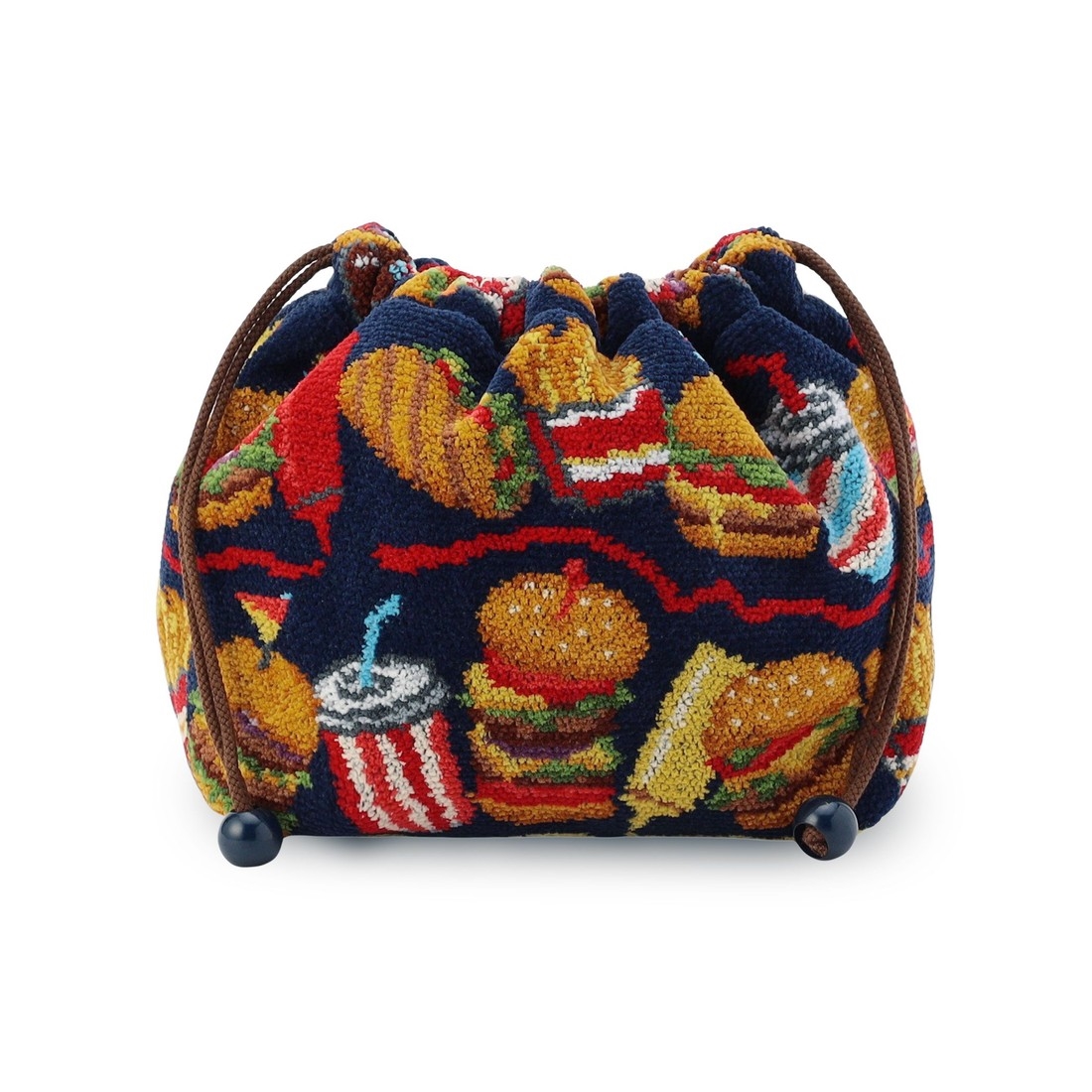 バーガーショップ マチ付き巾着 L/BUR-257129(ネイビー): LOVERARY BY