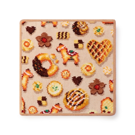 フィーカタイム ハンカチ（WEB限定）(ネイビー×ターコイズブルー