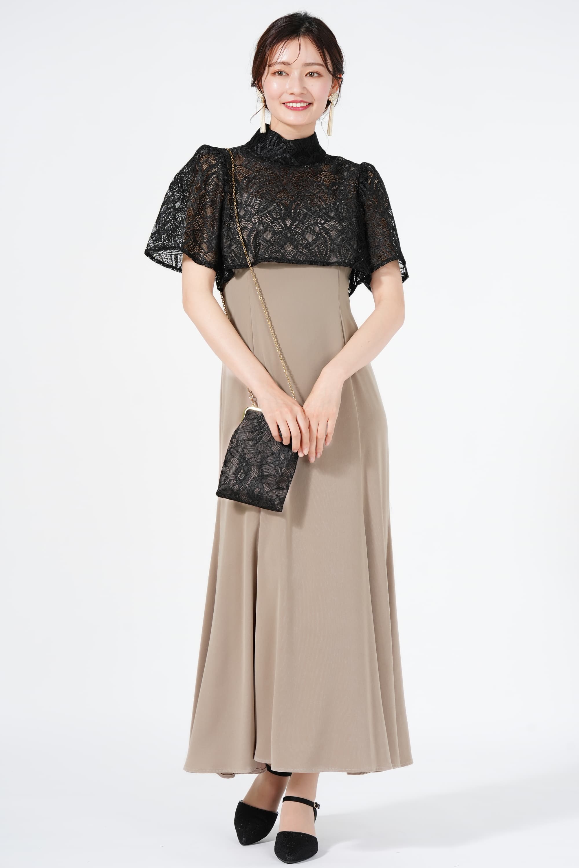 etoll. オーバーボレロ&ベージュドレス (L) をレンタル - 結婚式