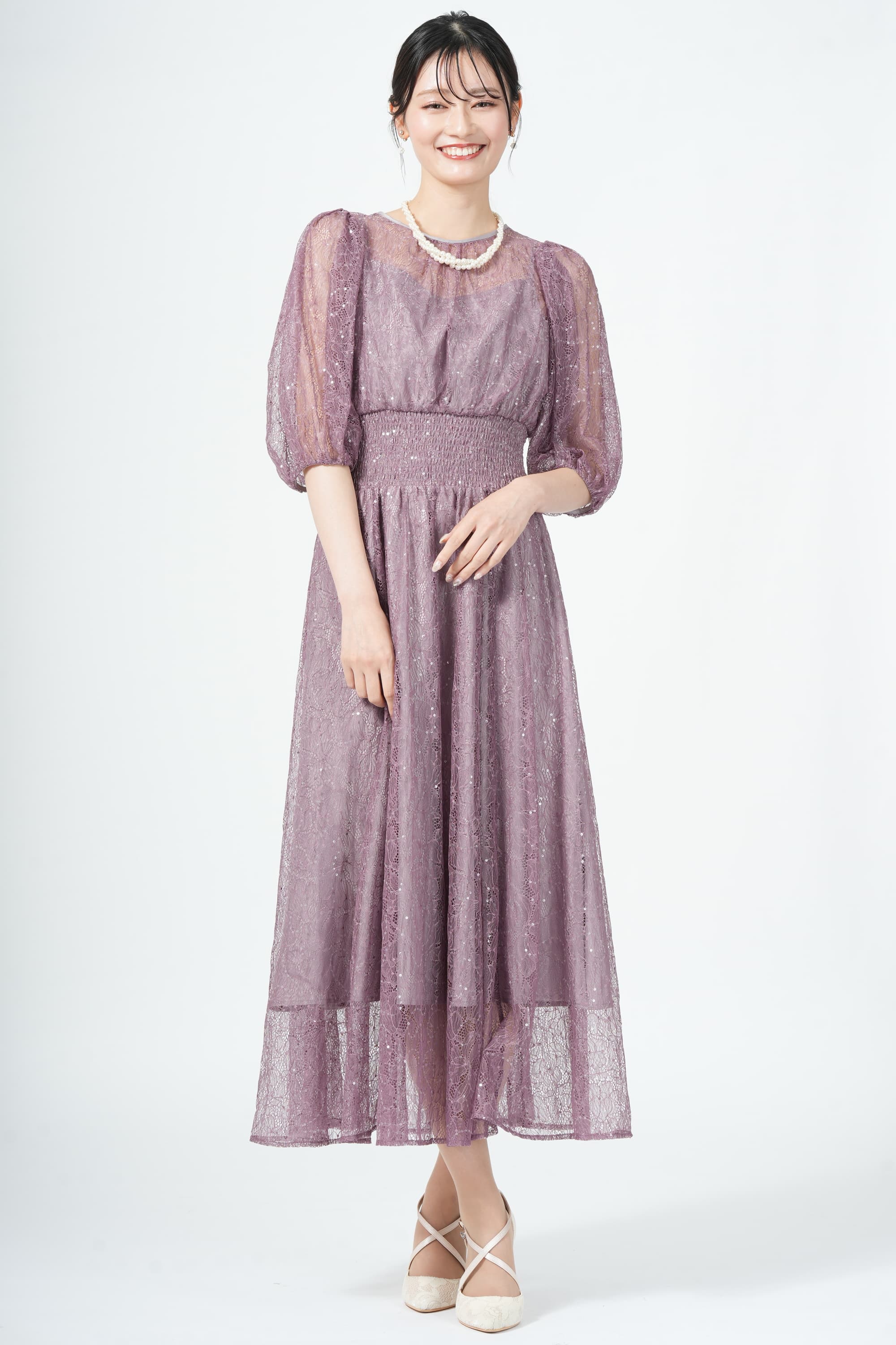 JILLSTUART スパンコール混レースモーブドレス (M) をレンタル - 結婚