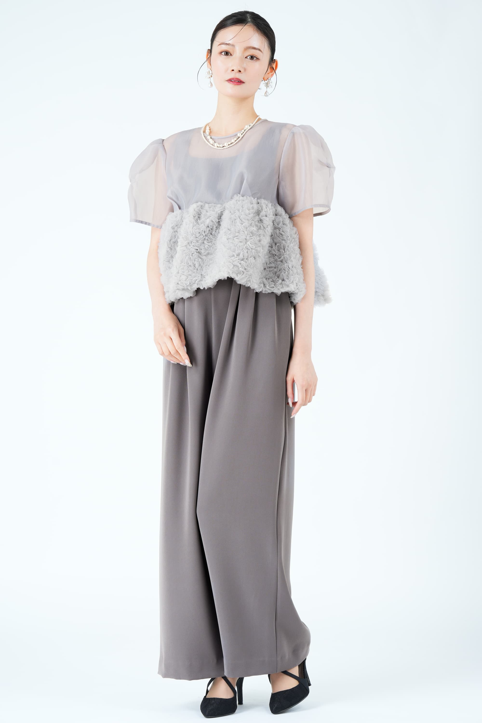 ANDRESD スウェルペプラムグレーパンツドレス (M) をレンタル - 結婚式