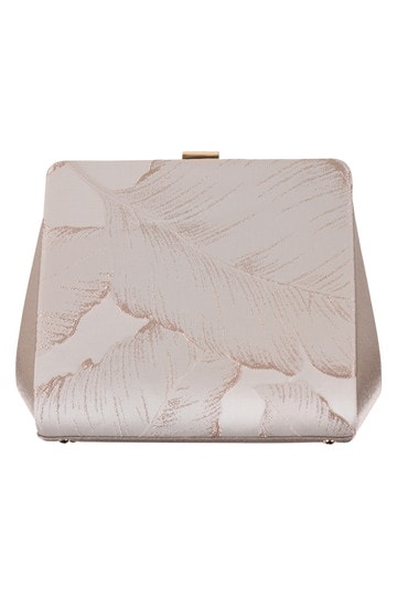 Hermoso リーフ柄ジャガードがま口グレージュバッグ をレンタル - 結婚